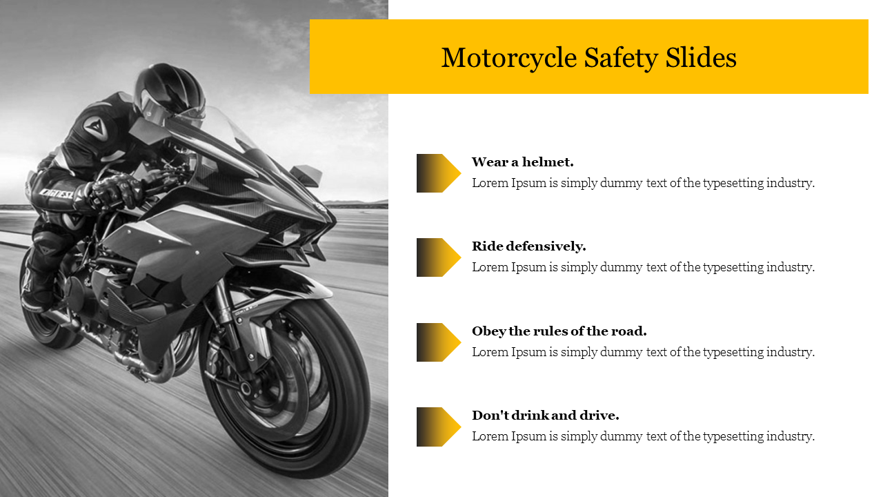 Editable Motorcycle Safety Slides PowerPoint Presentation